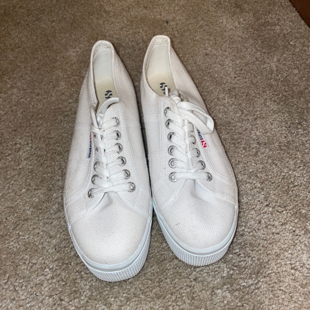 Superga white platform sneakers